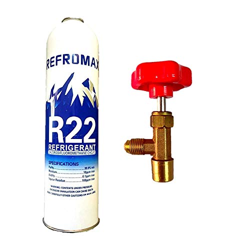 Image of Jagdish Refrigeration R22 Gas Can (Refromax) with Genuine Can Valve Refrigerant Net Weight 1 kg for Air Conditioner /Gas Weight 800 Gram - Multicolor