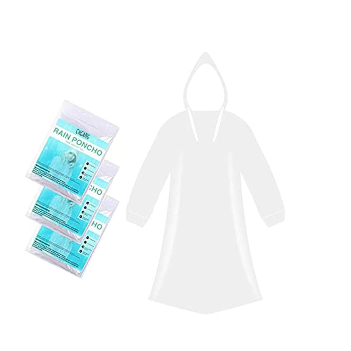 3 Pack Rain Poncho Waterproof Emergency Raincoats Adult With Hood For Camping,Fishing,Theme Parks,Festivals