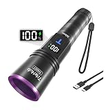 TrixHub 365nm Black Light Flashlight, UV Flashlight Rechargeable with LCD Display, Powerful Ultraviolet Lights for Pet Urine Detection, Resin Curing, Blood Tracking, Scorpion, Uranium Glass, A/CLeak