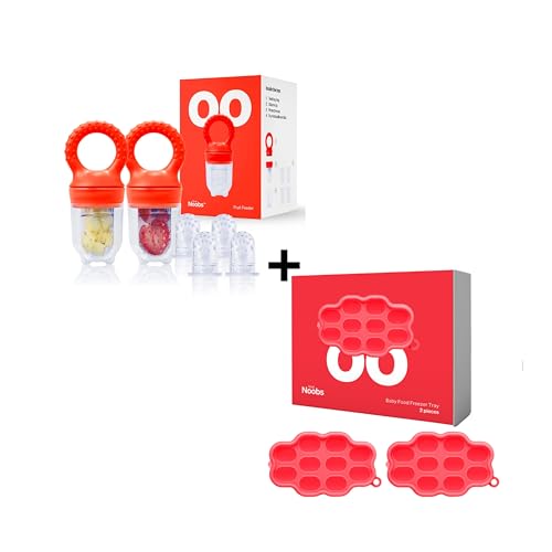 Image of Baby Fruit Feeder & Breastmilk Popsicle Molds by Lovenoobs™, 2 Pack Teething Pacifier 4 Extra Teats, 2 Pack Breast Milk Freezer Tray, BPA-Free, Baby Feeding Essentials, Popsicle Molds, Teething Toys
