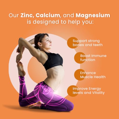 Image of CUREFOREVER Calcium Magnesium Zinc Tablets - 60 Tablets, For - Bones, Skin, Hair & Nails - Premium Mineral Complex for Men & Women