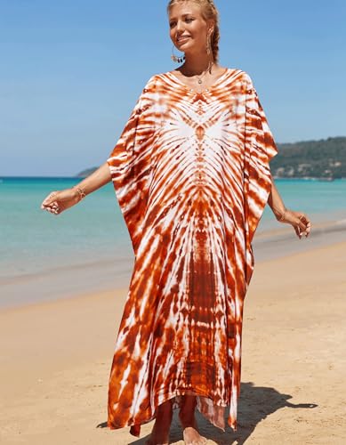Image of NFVNKJ Women's Plus Size Beach Lounge Kaftan Maxi Dress Swimsuit Coverup for Women