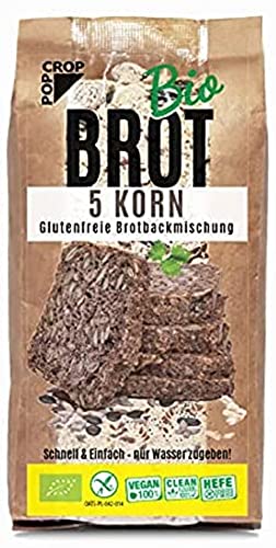 POPCROP Bio BACKMICHUNG 5 KORN | Vegan Gluten-Frei Hefe-Frei Lactose-Frei | Schnellbrot - Nur Wasser Zugeben | Fitness | Nur Beste Natürliche Zutaten | Clean-Eating Cover