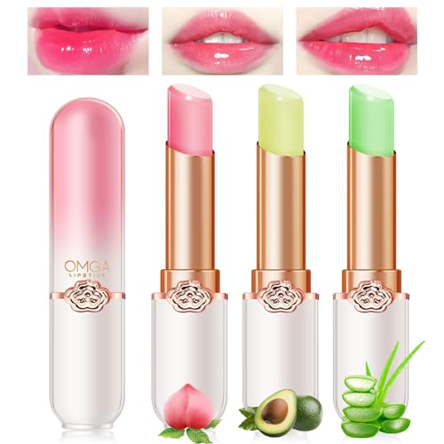 Likesing 3 Piezas Pintalabios Magico Labial Cambia Color PH Labiales Aloe Vera Barra de Labios Permanente Bálsamo Labial Hidratante Lip Tint Gloss Brillo Labios Lapiz Kit Regalo Maquillaje Mujeres