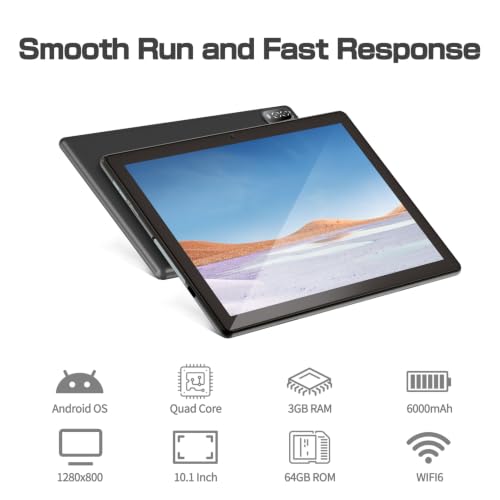 Image of 10 in Android Tablet 64GB+1TB, 1280x800 IPS Dual Camera 6000mAh (Black)
