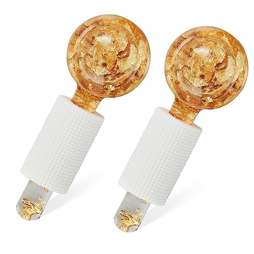 Lazzybeauty Ice Globes for Facial Cooling Globes Set for Eye & Neck Cold Glass Ice Roller Ball Cryo Sticks Face Globes Tighten Skin Reduce Puffiness and Dark Circles Enhance Circulation Gold