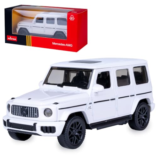 JAMARA 402267 Mercedes-AMG G 63 Diecast 1:43 Blanc Modèle de Voiture RC sous Licence en métal Véhicule de Collection Voiture Miniature avec télécommande