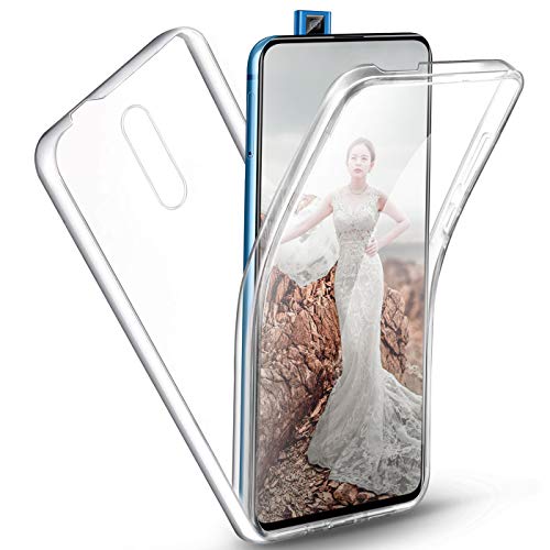 HongMan 360°Full Body Funda para Huawei P Smart Pro 2019, Ultra Slim Doble Cara Carcasa Protector Transparente TPU Silicona + PC Dura Resistente Anti-Arañazos Protectora Case Cover