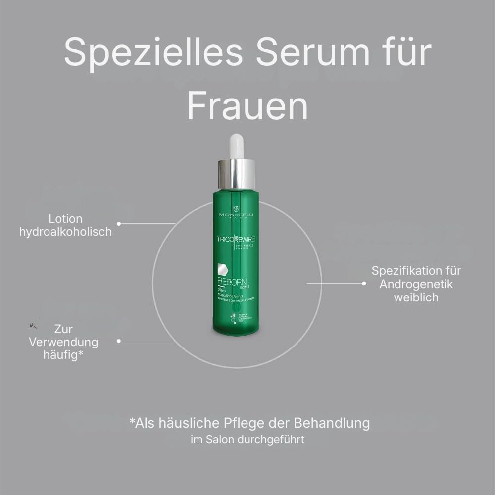 Monacelli Tricorewire Reforce Spezielles Serum für Männer 100ml beugt Haarausfall vor und wirkt ihm entgegen, Behandlung für die männliche Kopfhaut, mit praktischem Tropfer