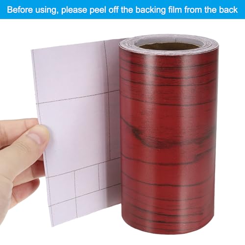 Image of PATIKIL Wood Grain Repair Tape 4.7in x33ft, Self Adhesive Realistic Textured Repair Tape Patch for Floor Door Table Cabinets Desk, Red Wood