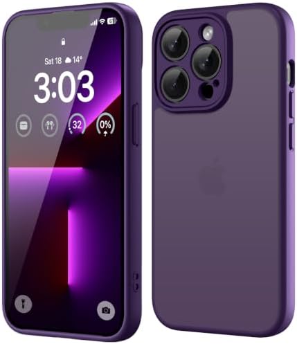 ORDA für iPhone 13 Pro Hülle, Vollständiger Kameraschutz, Dunkel Violett | Matt Handyhülle für iPhone 13 Pro,Stoßfest Kratzfest Transluzente Rückseite Schutzhülle, Anti-Fingerabdru