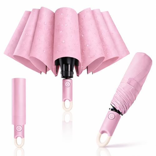 Image of Owme UV Umbrella for Women, Mini Folding Portable 3-Fold Umbrellas | Auto Open & Close for Rain and Sun Protection, Anti-Slip Handle | Windproof Umbrlla for Bedroom, Living Room,Entryway -