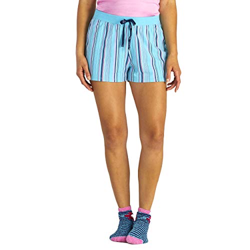 Life is Good. Womens Sleep Shorts Coastal Blue Stripe, Coastal Blue-L