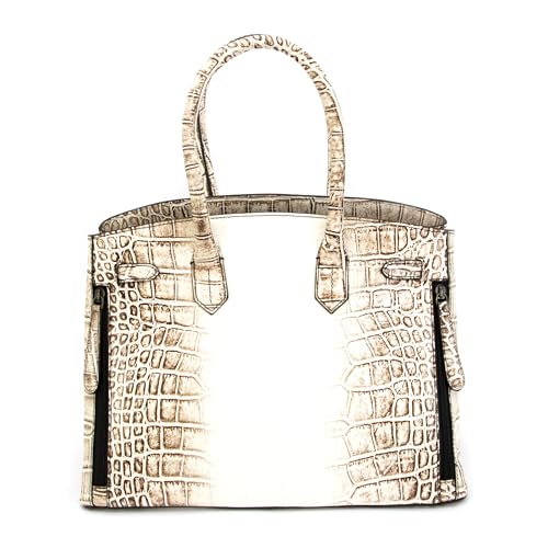 Smith & Wesson Croc Handbag – Concealed Carry Purse, Genuine Leather Handbag with Secure CCW Compartment - Beige/Brown4