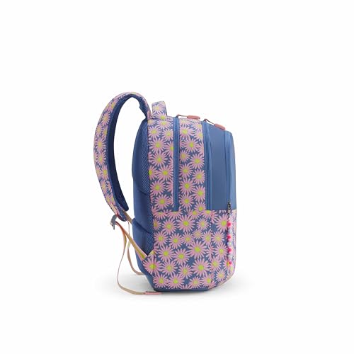 Image of American Tourister Sway | 32 Ltrs | 3 Compartments | Bottle Pocket | Ergonomic Padded Back Panel & Shoulder Straps | School Backpack for Boys & Girls | 1 Year International Warranty | Floral Grey