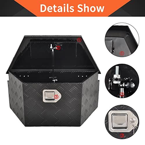 Tbapfs 26 Inch Aluminum Trailer Tongue Tool Box 5 Bar Tread Wide Utility Toolbox For Pick Up Truck Rv Storage Organizer Tool Box With Lock And Keys - 26"X13.3"X12" Black #TOP2