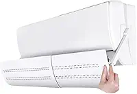 Defletor de Ar Condicionado Ajustável, Plástico Branco, 58-100cm, Direcionador Universal de Vento com Regulagem de Ângulo, 103x19x18cm