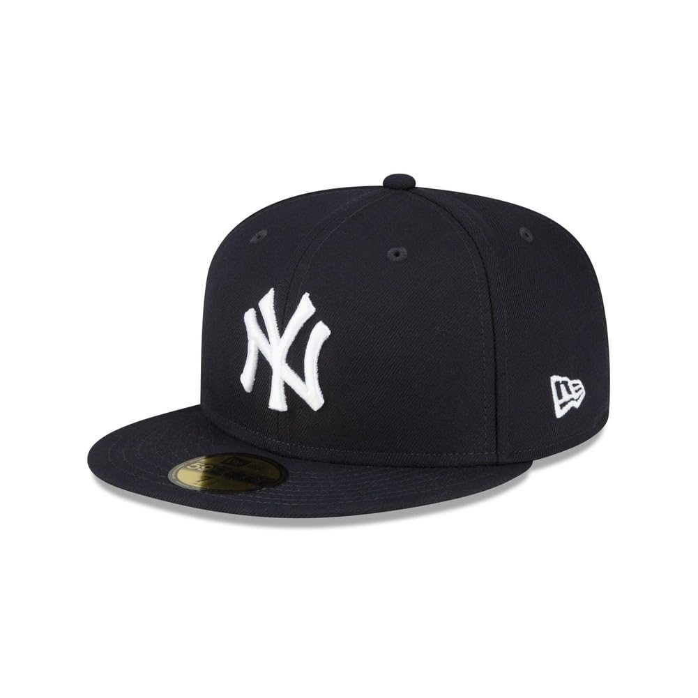 New Era MLB 59FIFTY Baseballkappe, New York Yankees, marineblau, Team-Farbe-Logo, authentische Kollektion, angepasste Baseballkappe