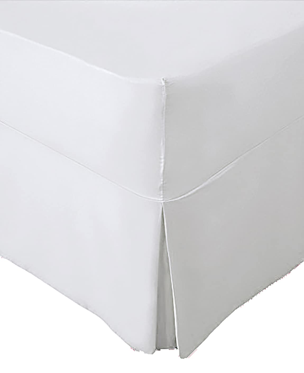 Amigozone White Extra Deep Non Iron Percale 180 Thread Count Fitted Valance Sheet Pleated (Single, )