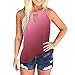 Damen Tshirt Sexy Sommer Tank Top Rundhals Ärmellos Tshirt Aushöhlen Farbverlauf Casual Oberteile Tops T-Shirt Bluse GroßE GrößEn Sport Oberteil Schulterfrei Freizeit Blusen Strand Weste Pullovers