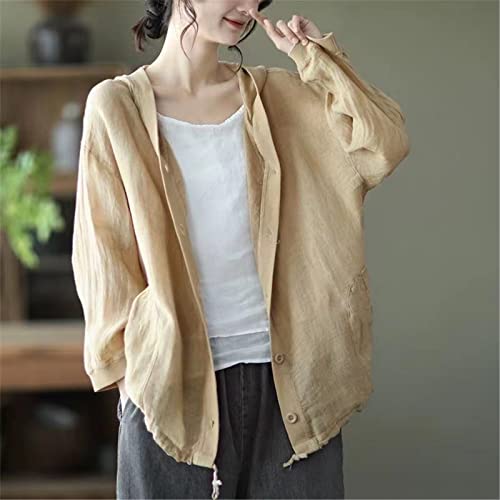 Spring thin coats Autumn coats Womens fashionable coats Cotton and linen casual streetwear3