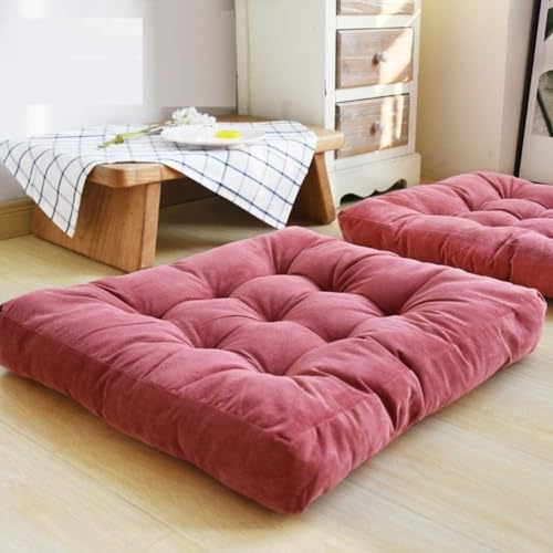 Image of Floor Pillow, Square Meditation Pillow for Seating on Floor Solid Thick Tufted Seat Cushion Meditation Cushion for Yoga Living Room Sofa Balcony Outdoor