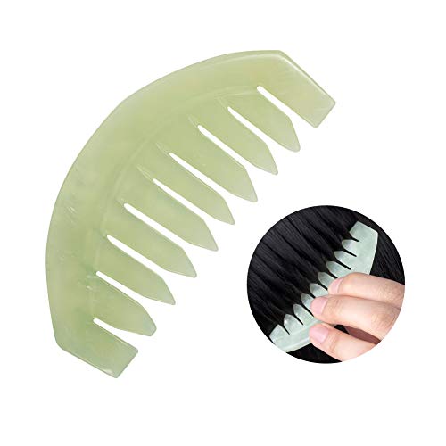 Janedream Jade Stone Massage Comb Traditional Natural Jade Massager Acupuncture Head Therapy Trigger Point Treatment #TOP2