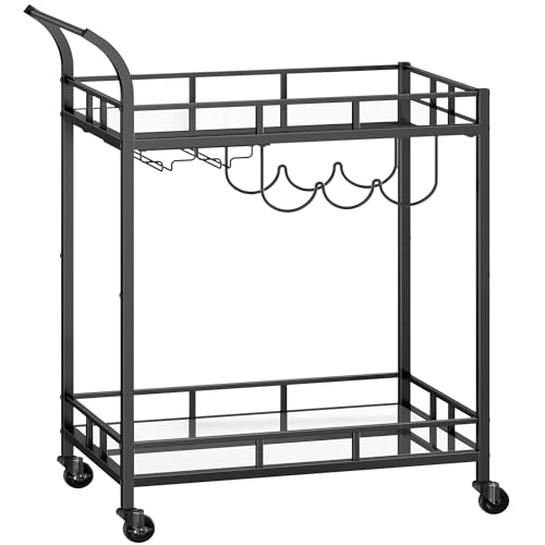 La Mejor Selección de Carros de servir que puedes comprar esta semana. 41 VASAGLE Carro de Bebidas, Carrito de Bar, 38 x 66 x 90 cm, Carro de Servicio con 2 Estantes, para Comedor, Bar, Cocina, Negro MLRC092B62