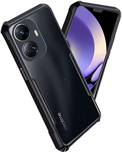 Image of A rtistque Clear Hard Transparent Acrylic Armor Anti-Drop Shockproof TPU Edge Back Cover Case for Realme 10 Pro Plus 5G - Black