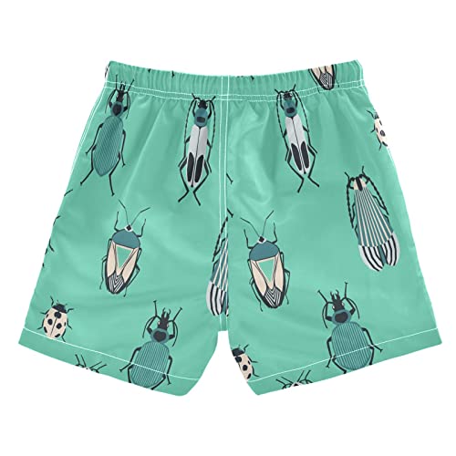 Boccsty Collection of Beetles Boys Swim Trunks Funny Insects Geometric Bugs Summer Toddler Beach Board Shorts Kids Swimsuit Swimwear XS2