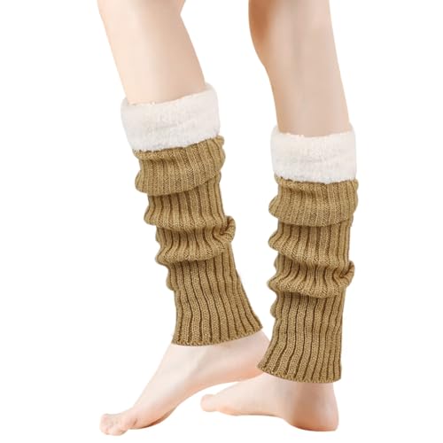 Image of Winter Leg Warmers for Women and Girls Warm Knitted Socks Knitted Wool Crochet Long Boot Socks New Year's Day Socks Christmas Socks