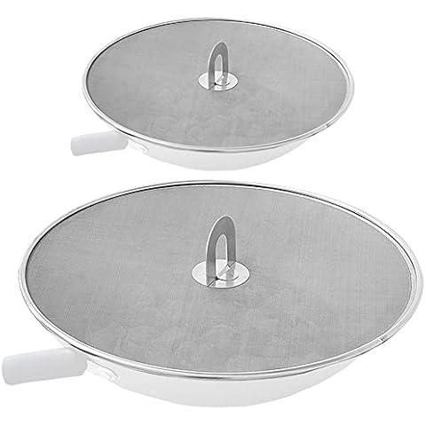 Snowyee Splatter Screen for Frying Pan, Grease Splatter Guard Stainless Steel Large 13” and Small 10” Shield (2 in 1 Set) Cover