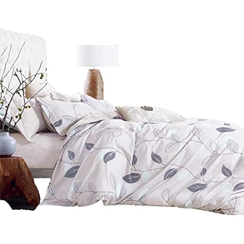 Swanson Beddings Elegant Leaves 3-Piece 100% Cotton Bedding Set: Duvet Cover and Two Pillow Shams (King) Cover