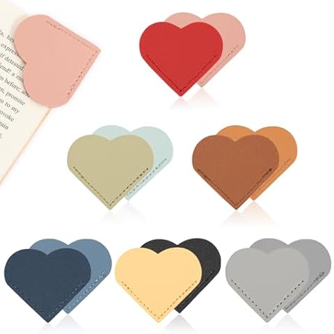 12pcs Heart Leather Bookmarks for Women Cover