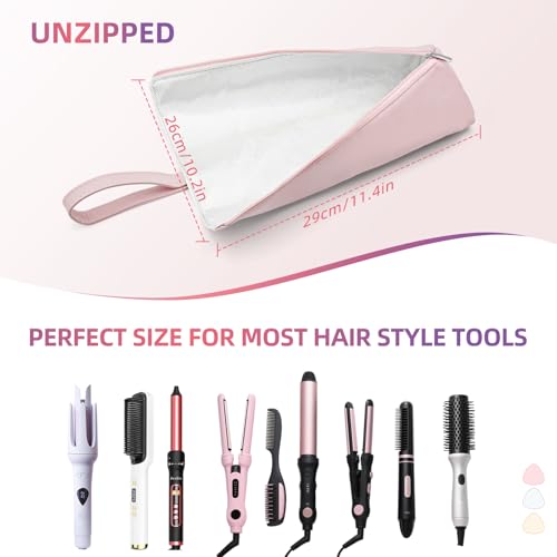 Alfombrilla y bolsa resistente al calor 2 en 1 para herramientas de cabello miniatura 7