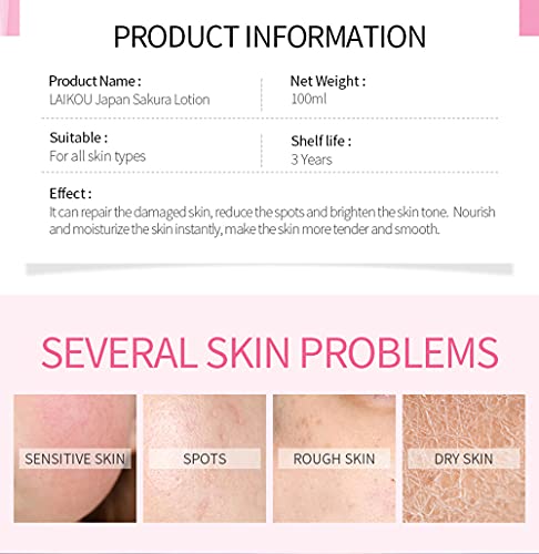 Beuking Sakura Face Lotion Moisturizing Essence For Shrink Pores Skin Daily Care, Toner Lotion Hydrating Repair Face Cream Vitamin C Serum Improve Skin Nourishing Facial Cream Softener Skincare #TOP1