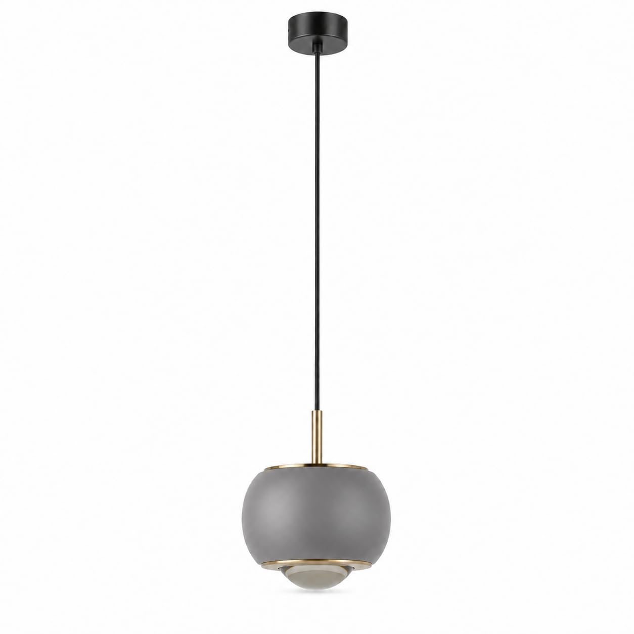 Nowoczesna metalowa lampa wisząca z kloszem kuli i miękkim dyfuzorem