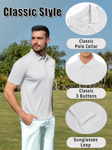KEFITEVD Men's Polo Shirts Short Sleeve Dry Fit Collared T-Shirt Athletic Performance Polos for Running Golf Tennis4