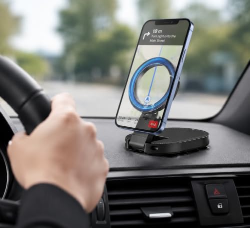 Image of GK ELITE 3-in-1 Magnetic Suction Cup Phone Mount with 18 Suction Cups, 360 Degree Rotatable Foldable Mobile Holder and Adjustable Stand for Car, Gym Equipment, Kitchen, Office and Home
