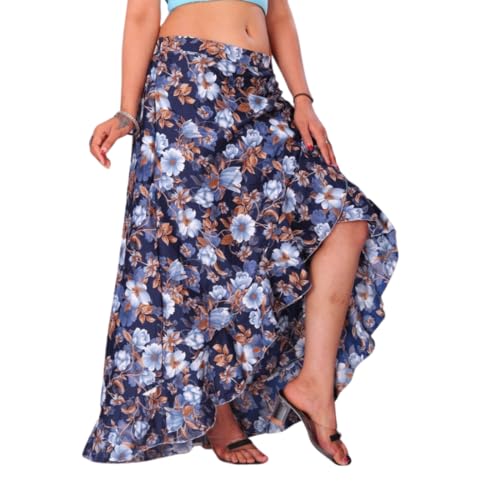 Image of JYESHTA Women's American Crepe Flared A Line Stitched Long Skirt with 12 Mtr Flare 40 in Height | Skirts for Women Long Length | Long Skirts for Girls