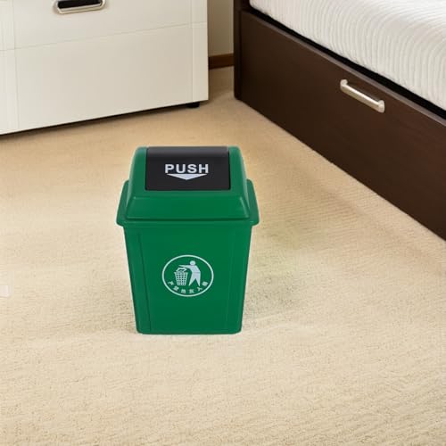 Caneca de basura verde de plástico 10 l con tapa abatible miniatura 7
