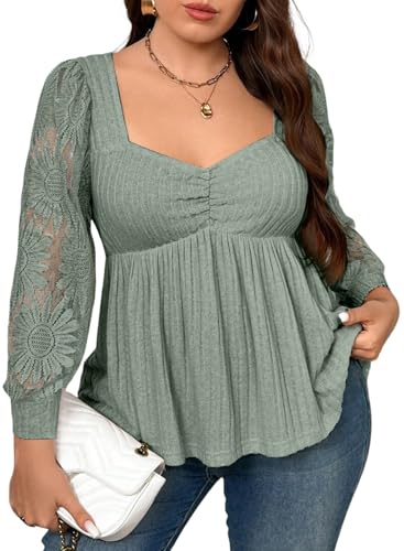 AlvaQ Plus Size Tops for Curve Women Sweetheart...