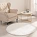 VOFUSHON Tapis Rond Salon Shaggy Descente de lit Chambre Grande Taille Tapis avec Le Fond Antidérapant, Tapis Décoratif de Style Moderne pour Salon Chambre Canapé Natte(Blanc,Ø 100 cm Rund)