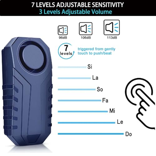 Image of Wireless Bike Alarm with Remote,Anti-Theft Vibration Motorcycle Bicycle Alarm Vehicle Security Alarm System,113dB Bike Alarm Vibration Motion Sensor Waterproof Motorcycle Alarm for Cycling Security