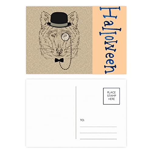 Cartes postales Halloween avec chapeau de loup et noeud à offrir à vos proches