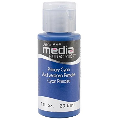 DecoArt Media Pintura, acrílico, Primary Cyan, 3 x 3 x 7.5 cm