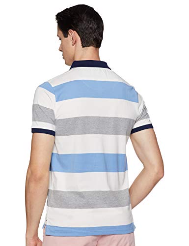 Image of Deniklo Men's Cotton Rich Half Sleeve Regular Fit Striped Polo T-Shirt (Available in Plus Size)