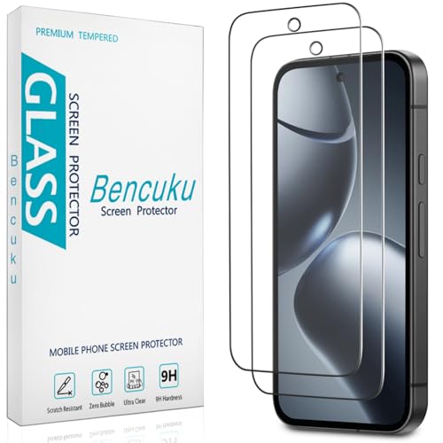Bencuku (2 Pack) Designed for Google Pixel 9A Tempered Glass Screen Protector Support Fingerprint Unlock Anti Scratch Bubble Free