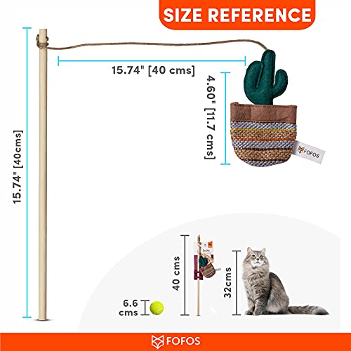 Image of BarkButler x Fofos Cactus Austin Cat Teaser Toy|US Grade Catnip Inside|for Kittens+Older Cats|Durable Wooden Stick+Robust Rope