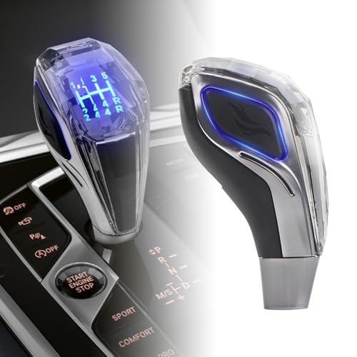 NHHEO Universel Pommeau de Levier de Vitesse, 5 Vitesses Leviers de Vitesses Manuels Sans Boutons Cristal 7 Couleurs Haut&Côté Activé par le Toucher...